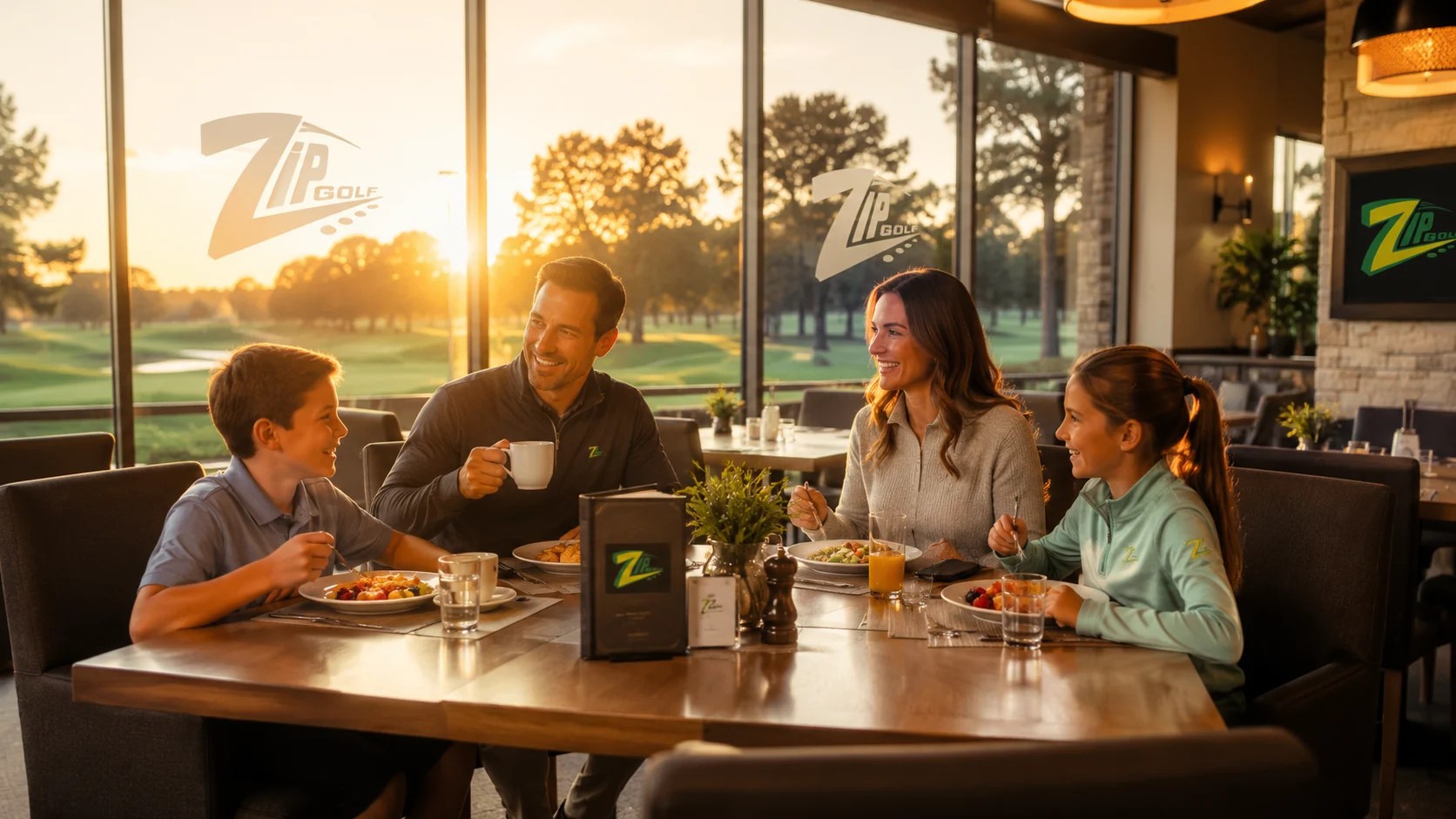 Families inside ZIPGOLF™ clubhouse